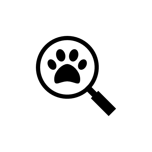 Pet pawprint under a magnifier