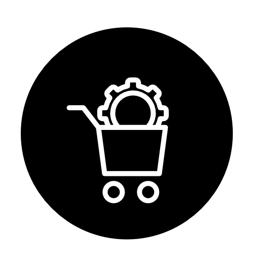 Shopping basket configuration outline interface symbol in a circle