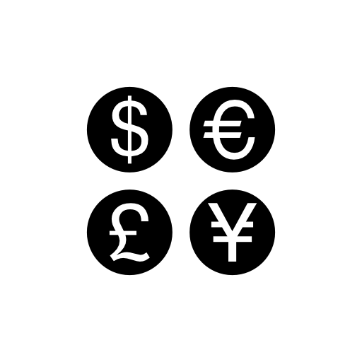 Coins of four different currencies