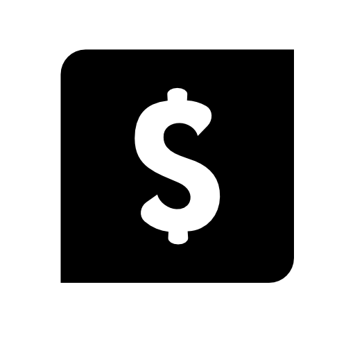 Dollar symbol inside a black square