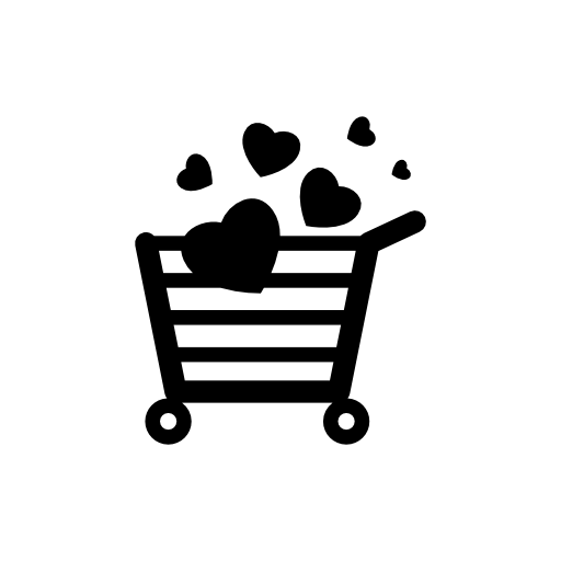 Shopaholic shopping cart with hearts