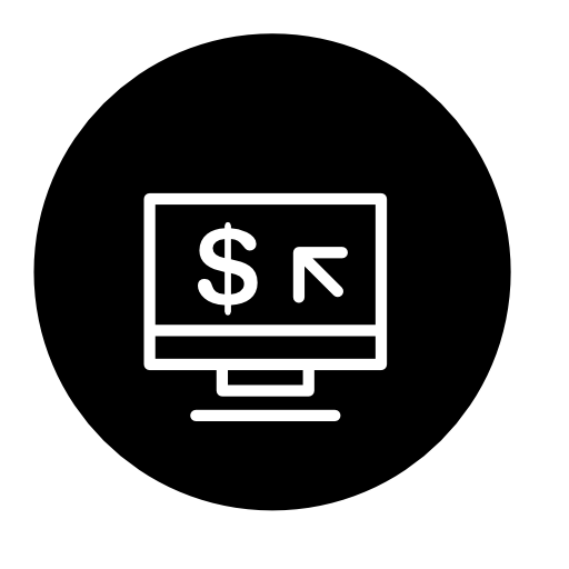 Computer cash symbol in a circle