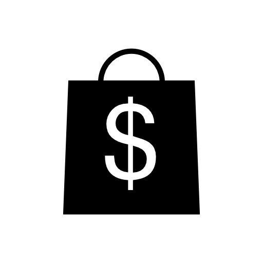 Bag of paper for shopping with dollar symbol
