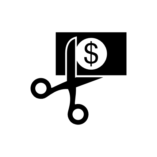 Scissors and dollar paper bill
