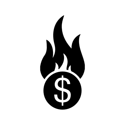 Dollar coin hot with flames