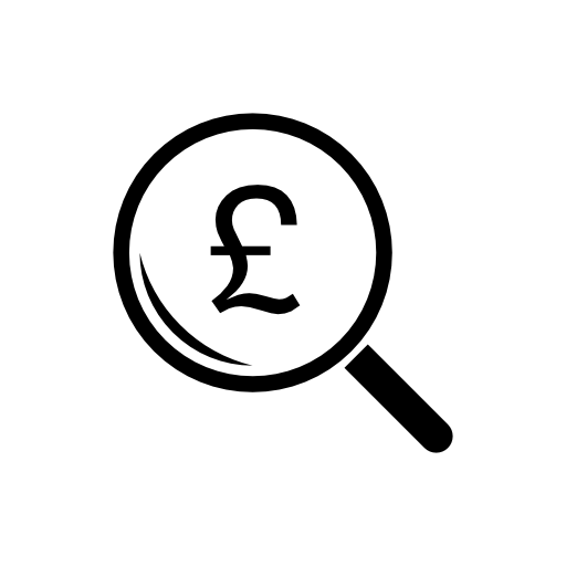 Magnifying glass and pound symbol