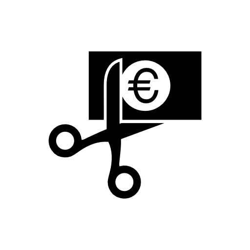 Euro, cutting a bill with scissors