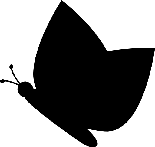 Butterfly black silhouette from side view