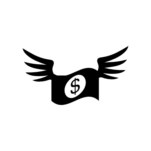 Dollar bill with wings