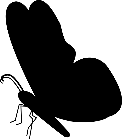 Black butterfly shape from side view
