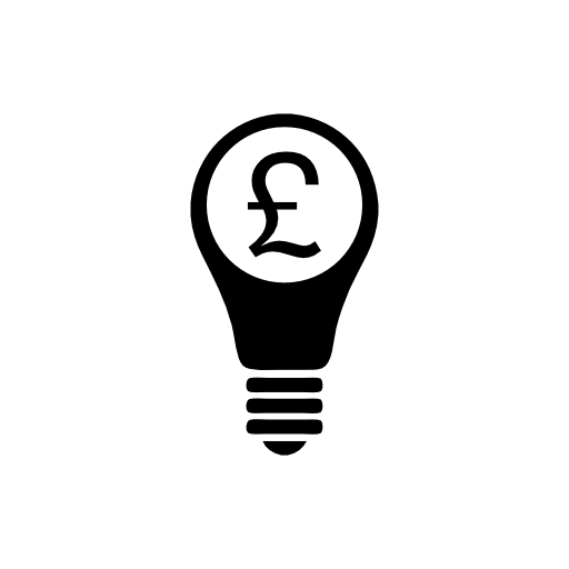 British pound sign on a light bulb