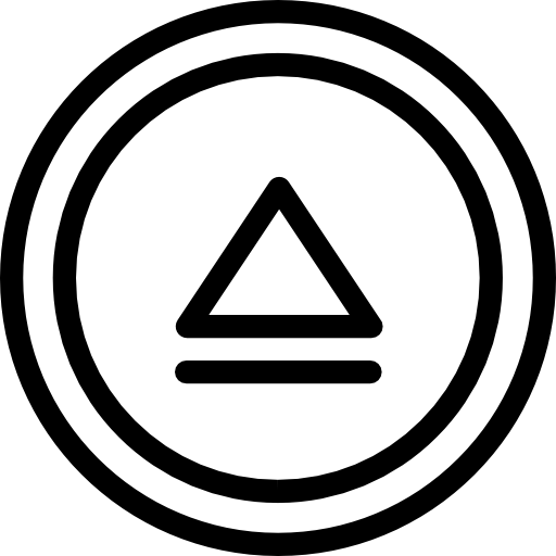 Eject multimedia circular button with up arrow in a circle outline