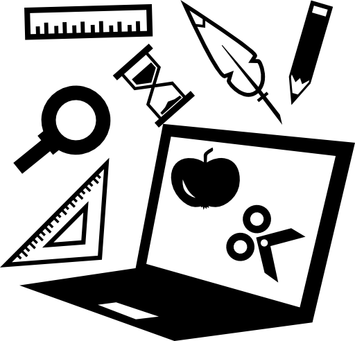Computer with school materials