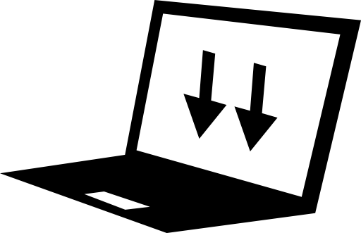 Laptop with down arrows on screen