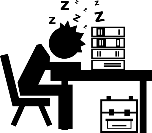 Professor or student sleeping on his desk with books stack