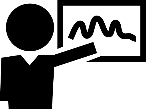 Teacher showing curve line on whiteboard