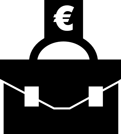 Briefcase with euro money sign