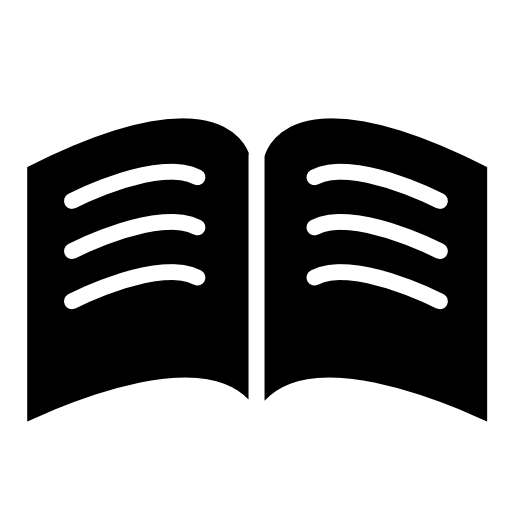 Book of black pages with white text lines opened in the middle
