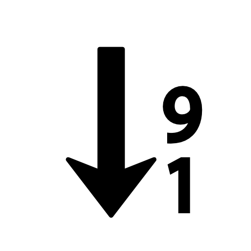 Descending numbers from 9 to 1