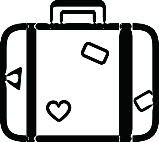 Travel luggage with designs and stickers