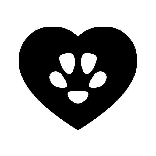 Pet footprint inside a heart shape