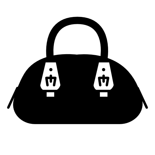 Female hand bag with metal handle tips