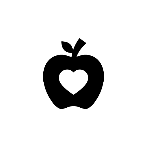 Apple silhouette with heart shape