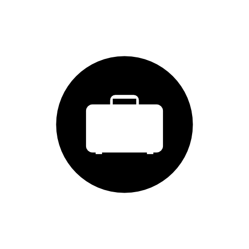 Travel luggage inside a black circle background