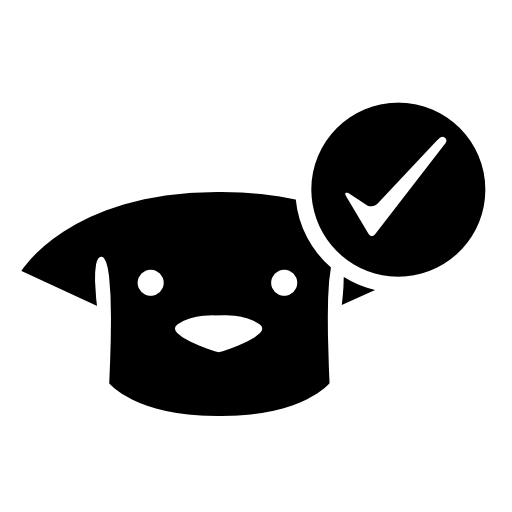 Dog face with verification mark