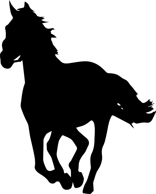 Horse galloping black silhouette facing left