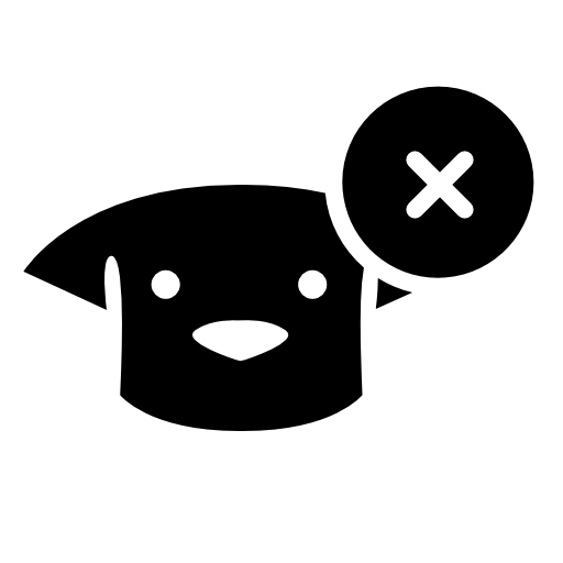 Dog face with a cross in a circle interface symbol