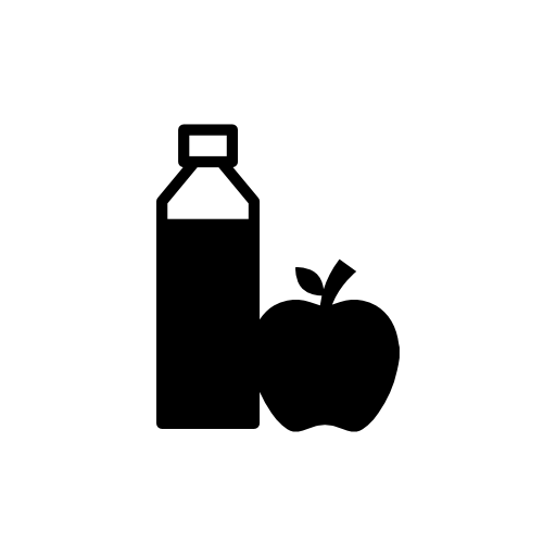 Juice bottle and apple