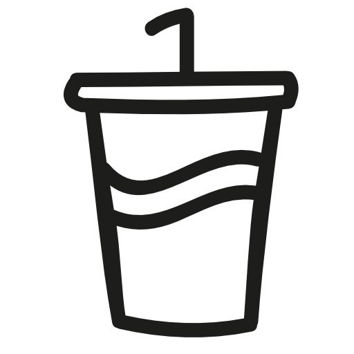 Soda glass with a straw hand drawn symbol