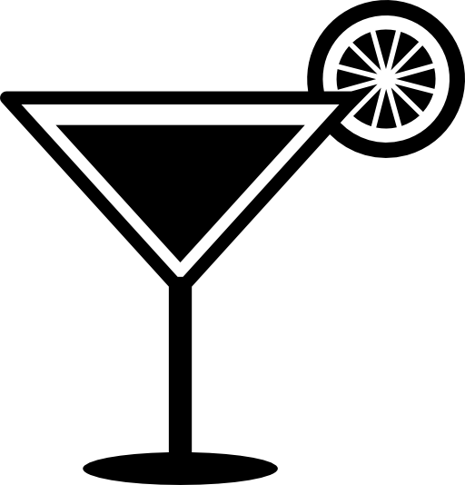 Cocktail drink glass with lemon slice