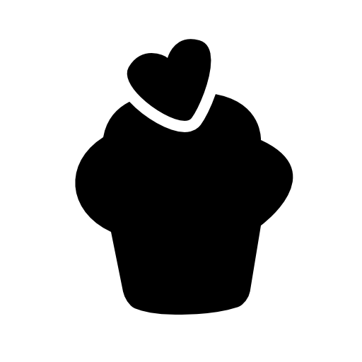 Cupcake black silhouette with a heart on top