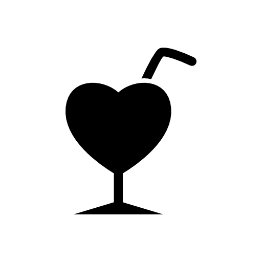 Heart shaped glass with a straw