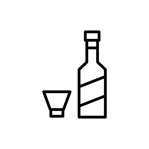 Wine bottle and small glass