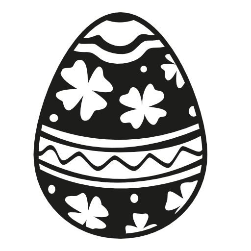 Easter egg with flowers and lines decoration
