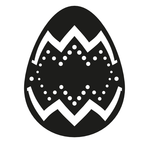 Easter egg of dark chocolate with zig zag and dots lines design