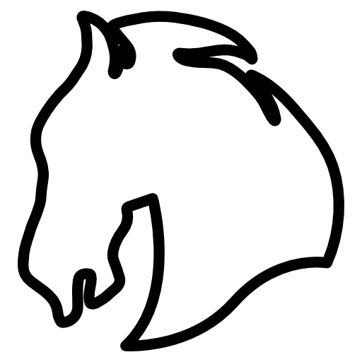 Horse head facing left outline variant