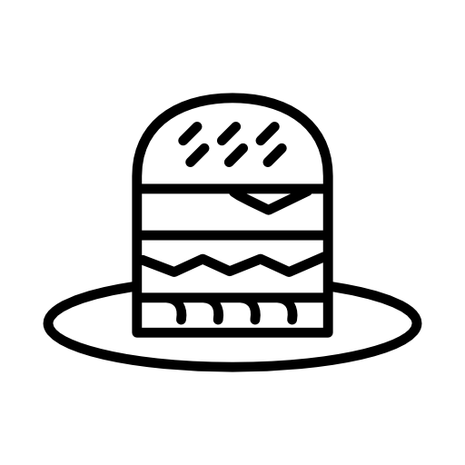 Burger cartoon outline on a plate