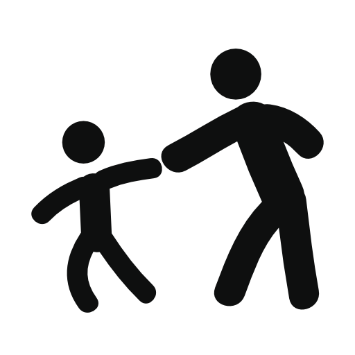 Child dragging his father