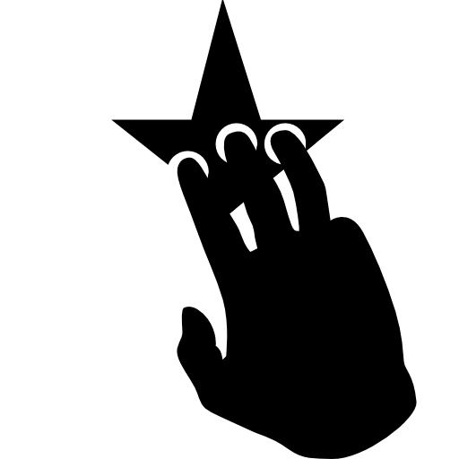 Three fingers of a black hand on a star shape
