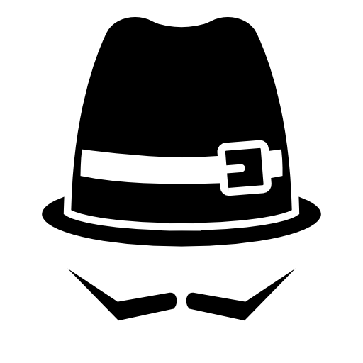 Buckle hat and thin moustache