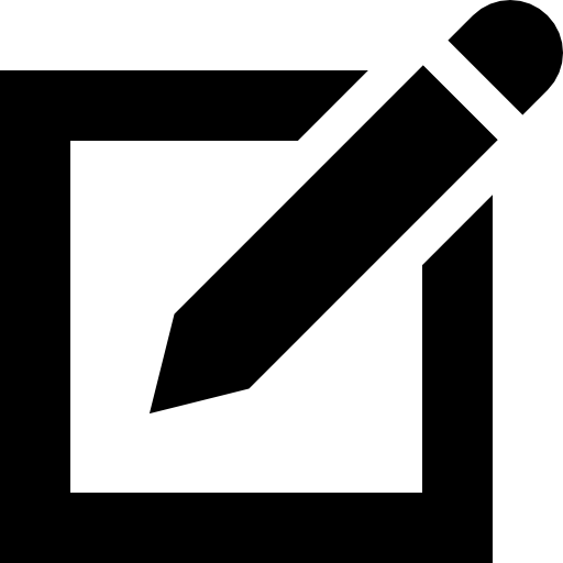 Pen on square of paper interface symbol