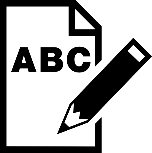 ABC letters on paper sheet with a pencil interface symbol