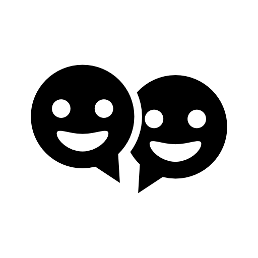Speech bubbles couple of smiling circular faces