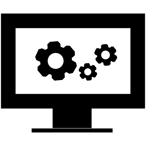 Computer settings interface symbol of a monitor screen with gears
