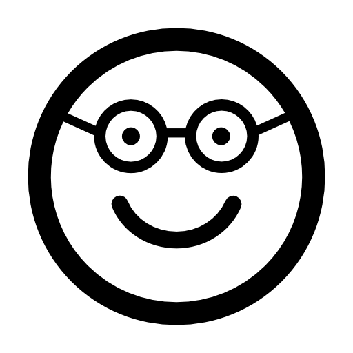 Nerd happy smiling face in rounded square face