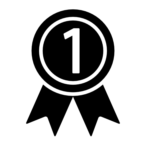Medal on a ribbon for number one